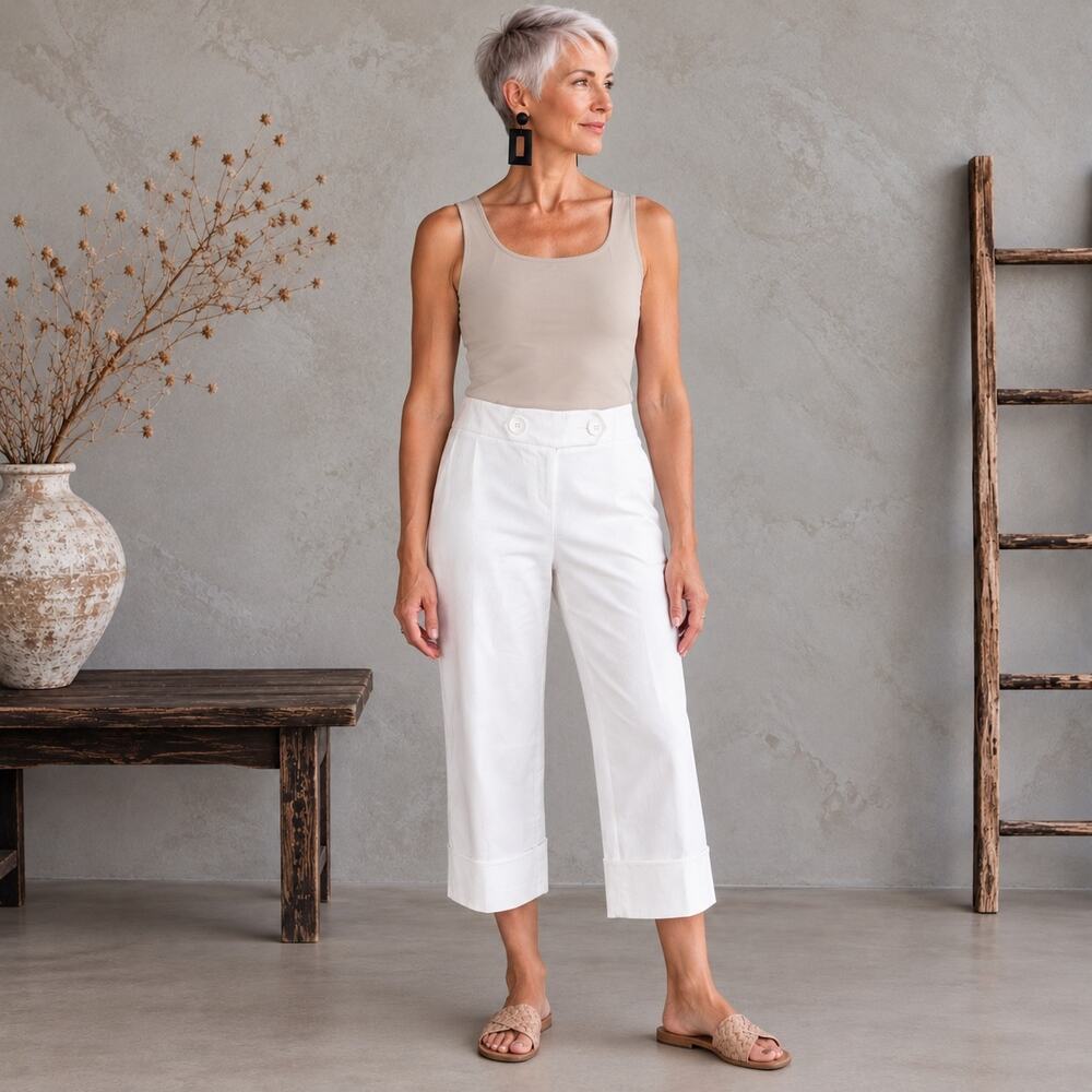 Lane Bryant White NWT Straight to  Wide Leg Crop Pants 14